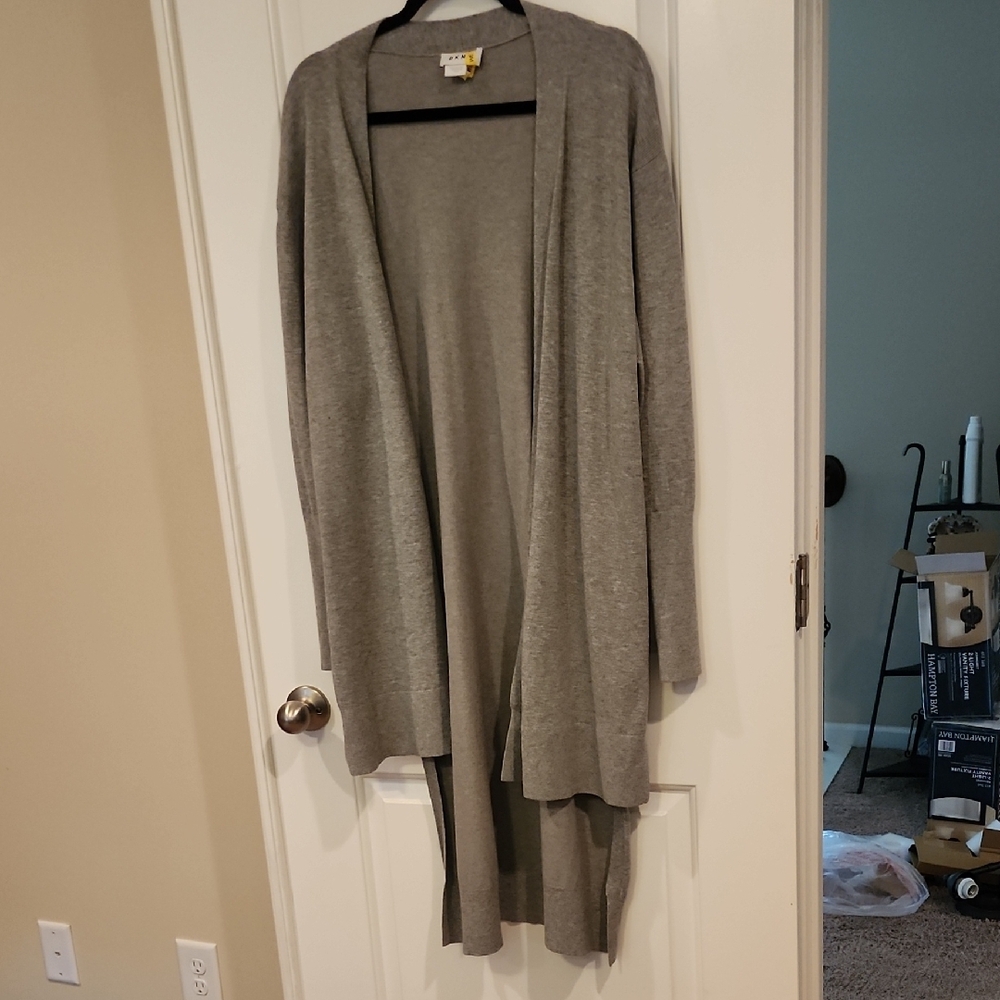 Gray Open Front Cardigan